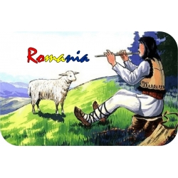 Magnet cartonat rotunjit, ciobanas Suvenir Romania*